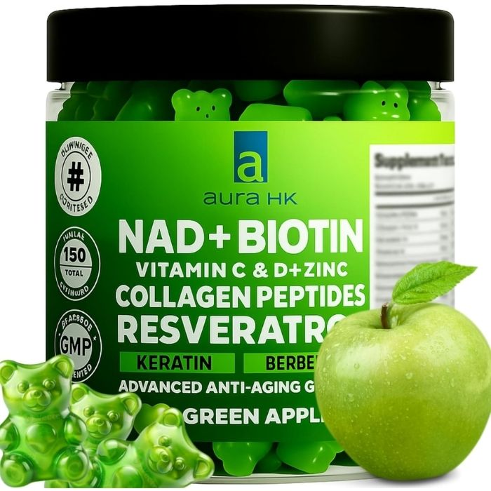 NAD+ Biotin, Resveratrol, Berberine & Anti-Aging Gummies – Green Apple Flavor